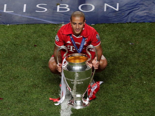 Bayern Munich's Thiago Alcantara pictured after winning the Champions League final on August 23, 2020