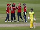 England's Chris Jordan celebrates against Australia on September 6, 2020