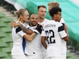 Finland players celebrate Fredrik Jenson's goal against Republic of Ireland on September 6, 2020