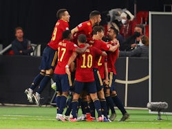 Spain's Jose Gaya celebrates scoring against Germany in the UEFA Nations League on September 3, 2020