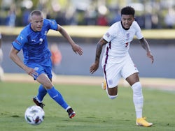 England's Jadon Sancho in action against Iceland in the UEFA Nations League on September 5, 2020