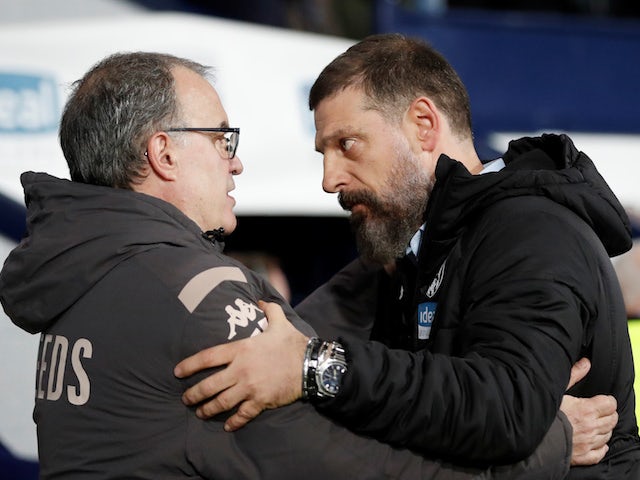 Leeds manager Marcelo Bielsa meets West Bromwich Albion counterpart Slaven Bilic