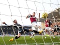 Chris Wood scores against Leicester for Burnley in January 2020