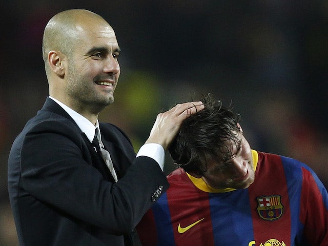Lionel Messi pictured with Pep Guardiola in 2011