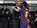Lionel Messi celebrates with Pep Guardiola in 2012