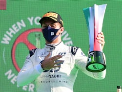 Pierre Gasly celebrates winning the Italian Grand Prix on September 6, 2020