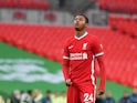 Liverpool's Rhian Brewster reacts after missing a penalty in the Community Shield shootout against Arsenal in August 2020