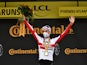 Tadej Pogacar celebrates winning the Tour de France stage on September 6, 2020