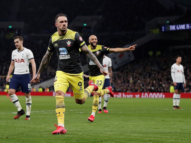 Danny Ings celebrates scoring for Southampton against Tottenham Hotspur in the FA Cup in February 2020