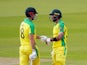 Glenn Maxwell and Mitch Marsh in the middle during Australia's ODI with England on September 11, 2020