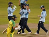 England players celebrate beating Australia in an ODI on September 13, 2020