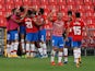 Granada players celebrate scoring against Athletic Bilbao on September 12, 2020
