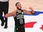 Jayson Tatum of the Boston Celtic celebrates reaching the Eastern Conference semi-finals on September 12, 2020