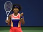 Naomi Osaka celebrates reaching the US Open final on September 11, 2020