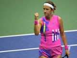 Victoria Azarenka celebrates reaching the US Open final on September 11, 2020