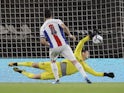 Crystal Palace's Luka Milivojevic sees his penalty saved by Asmir Begovic of Bournemouth in their EFL Cup clash on September 15, 2020