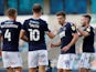 Millwall's Ryan Leonard celebrates with teammates after scoring against Cheltenham Town in the EFL Cup on September 15, 2020
