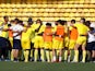 Nantes players in a team huddle before the clash with Monaco on September 13, 2020