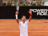 Novak Djokovic celebrates winning in Rome on September 19, 2020