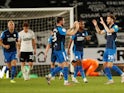 Preston players celebrate scoring against Derby County in the EFL Cup on September 15, 2020
