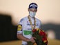 Sam Bennett celebrates his win at the Tour de France on September 20, 2020