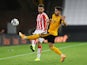 Wolverhampton Wanderers' Pedro Neto in action with Stoke City's Tommy Smith in the EFL Cup on September 17, 2020