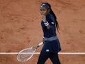 Coco Gauff celebrates at the French Open on September 27, 2020