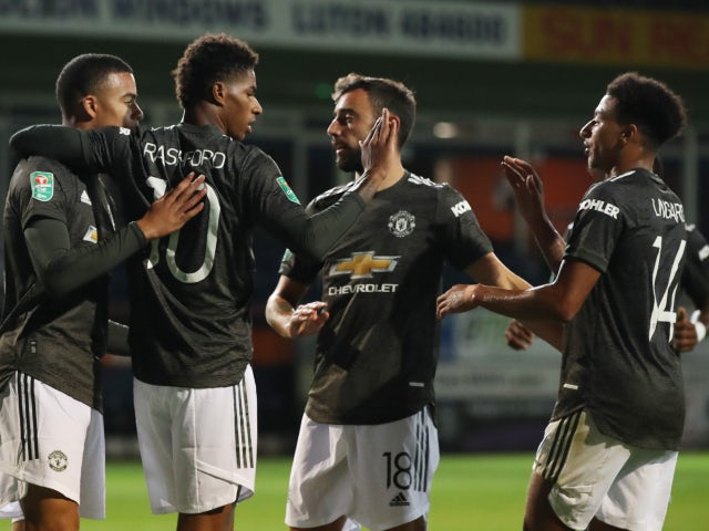 Manchester United put three past Luton Town to advance in EFL Cup