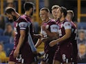 Burnley's Josh Brownhill celebrates with teammates after scoring against Millwall in the EFL Cup third round on September 23, 2020