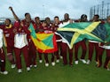 West Indies celebrate victory over England in the ICC Champions Trophy on September 25, 2004