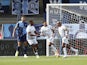 Swansea City's Andre Ayew celebrates scoring against Wycombe Wanderers in the Championship on September 26, 2020