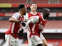 Arsenal players celebrate Nicolas Pepe's goal against Sheffield United  on October 4, 2020