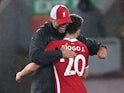Liverpool manager Jurgen Klopp gives Diogo Jota a hug after his goal against Arsenal on September 28, 2020