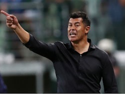 Elche manager Jorge Almiron pictured while in charge of San Lorenzo in May 2019