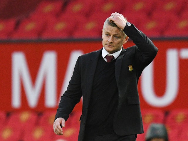 Manchester United manager Ole Gunnar Solskjaer looks forlorn after watching his side thrashed 6-1 by Tottenham on October 4, 2020
