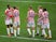 Stoke City players celebrate scoring against Birmingham City on October 4, 2020