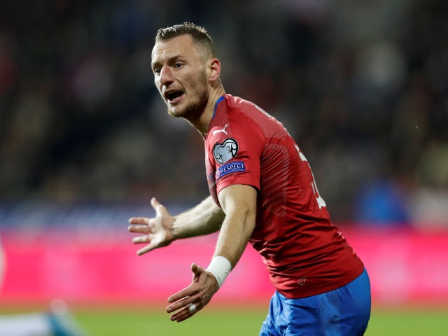 West Ham United's Vladimir Coufal in action for the Czech Republic on November 14, 2019