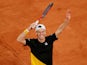 Diego Schwartzman celebrates winning a match at the French Open on October 6, 2020