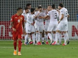 Georgia celebrate scoring against North Macedonia in the UEFA Nations League on September 8, 2020