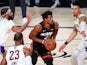 Jimmy Butler in action for Miami Heat against LA Lakers on October 5, 2020