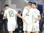 Republic of Ireland's Matthew Doherty is consoled by Robbie Brady and Shane Long following the Euro 2020 qualification playoff defeat to Slovakia on October 8, 2020