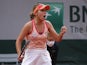 Sofia Kenin celebrates during her semi-final with Petra Kvitova at the French Open on October 8, 2020