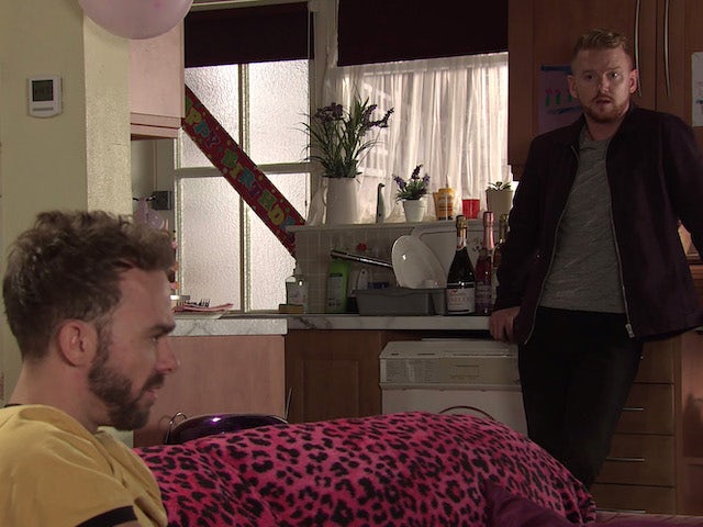 David and Gary on Coronation Street's first episode on October 14, 2020