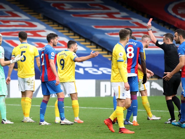 Lewis Dunk sees red as Brighton snatch late draw at Crystal Palace