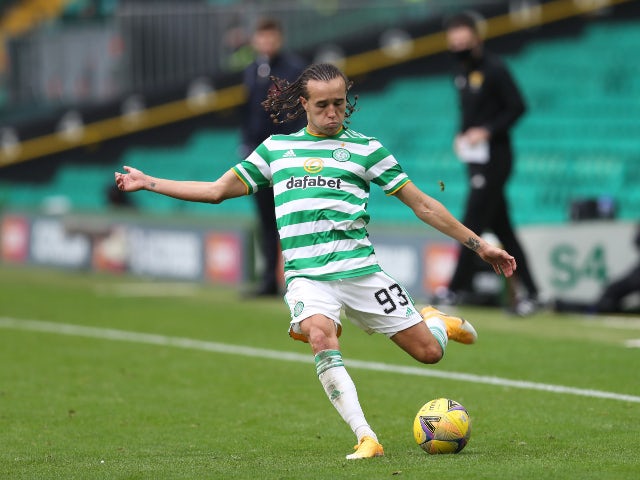 Diego Laxalt pictured for Celtic against Rangers on October 17, 2020