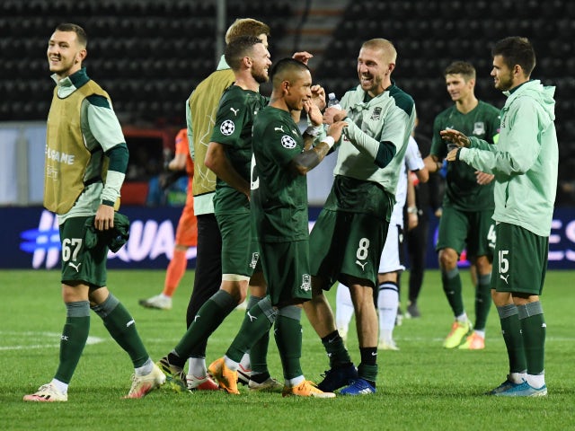 FC Krasnodar celebrate after beating PAOK in the Champions League playoff round on September 30, 2020