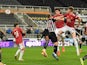 Manchester United's Harry Maguire scores against Newcastle United in the Premier League on October 17, 2020