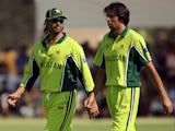 Shoaib Akhtar and Mohammad Asif pictured for Pakistan in 2006