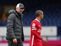 Liverpool midfielder Thiago Alcantara after the full-time whistle against Everton on October 17.