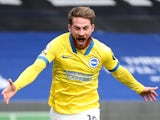 Brighton & Hove Albion's Alexis Mac Allister celebrates scoring his side's equaliser against Crystal Palace on October 18, 2020